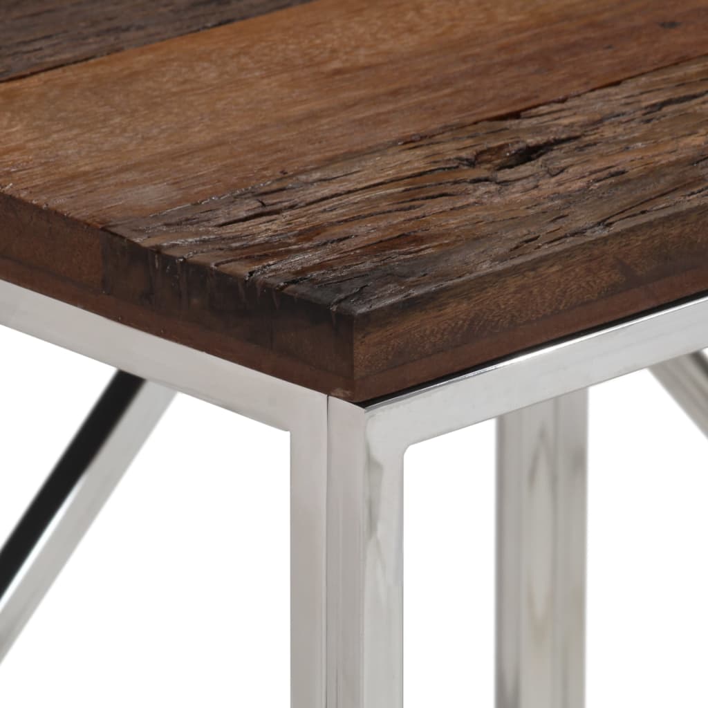 Console table, silver, steel and railway sleeper wood