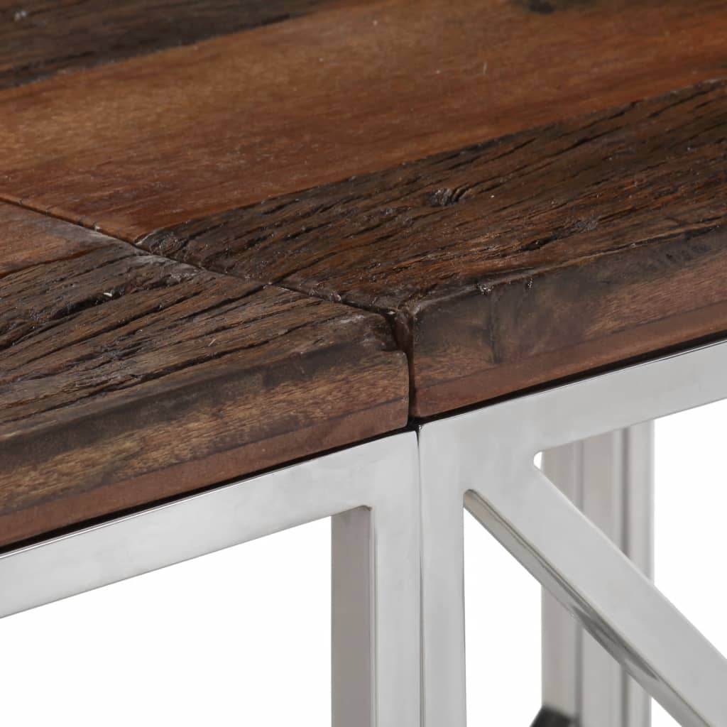 Console table, silver, steel and railway sleeper wood