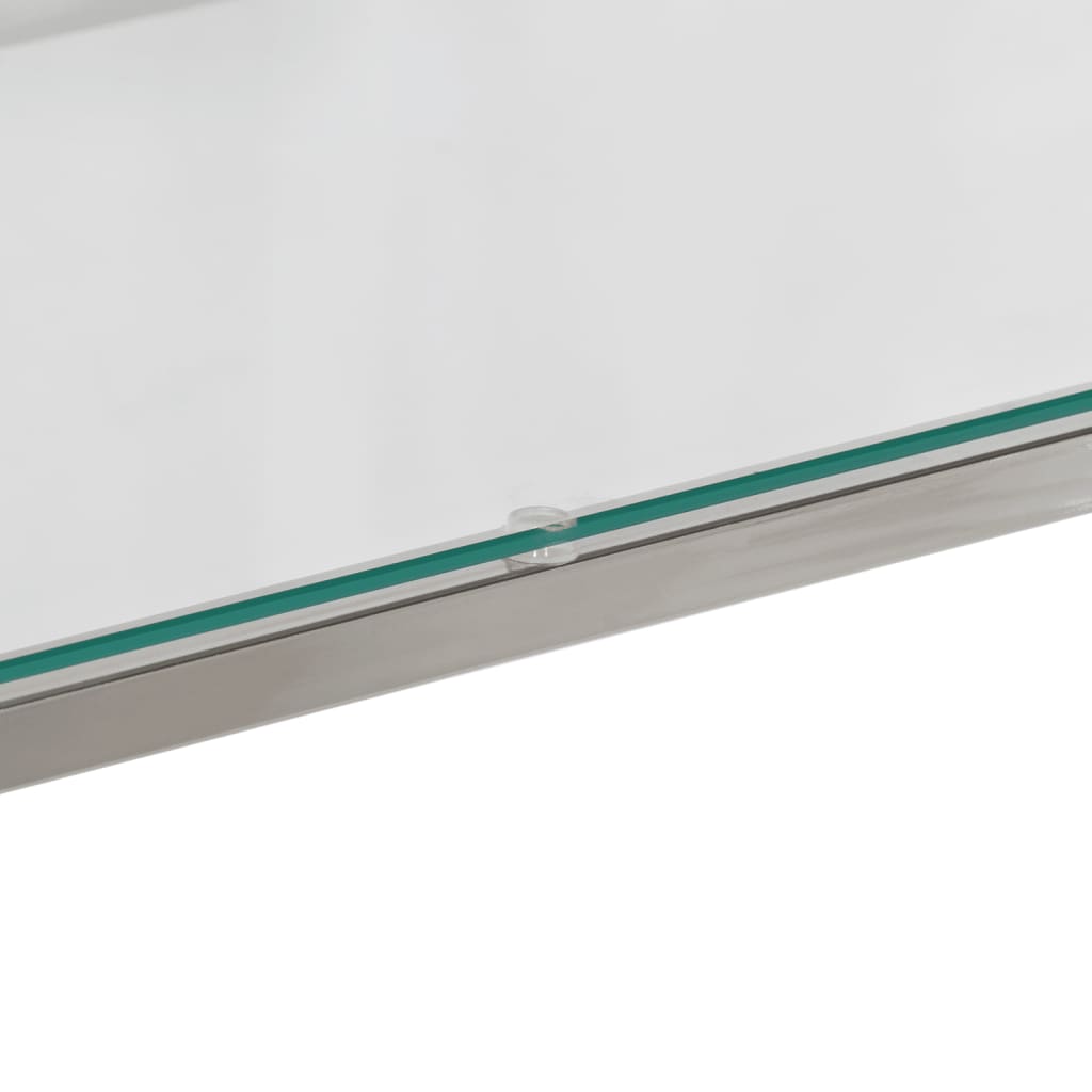 Console table, silver, steel and tempered glass