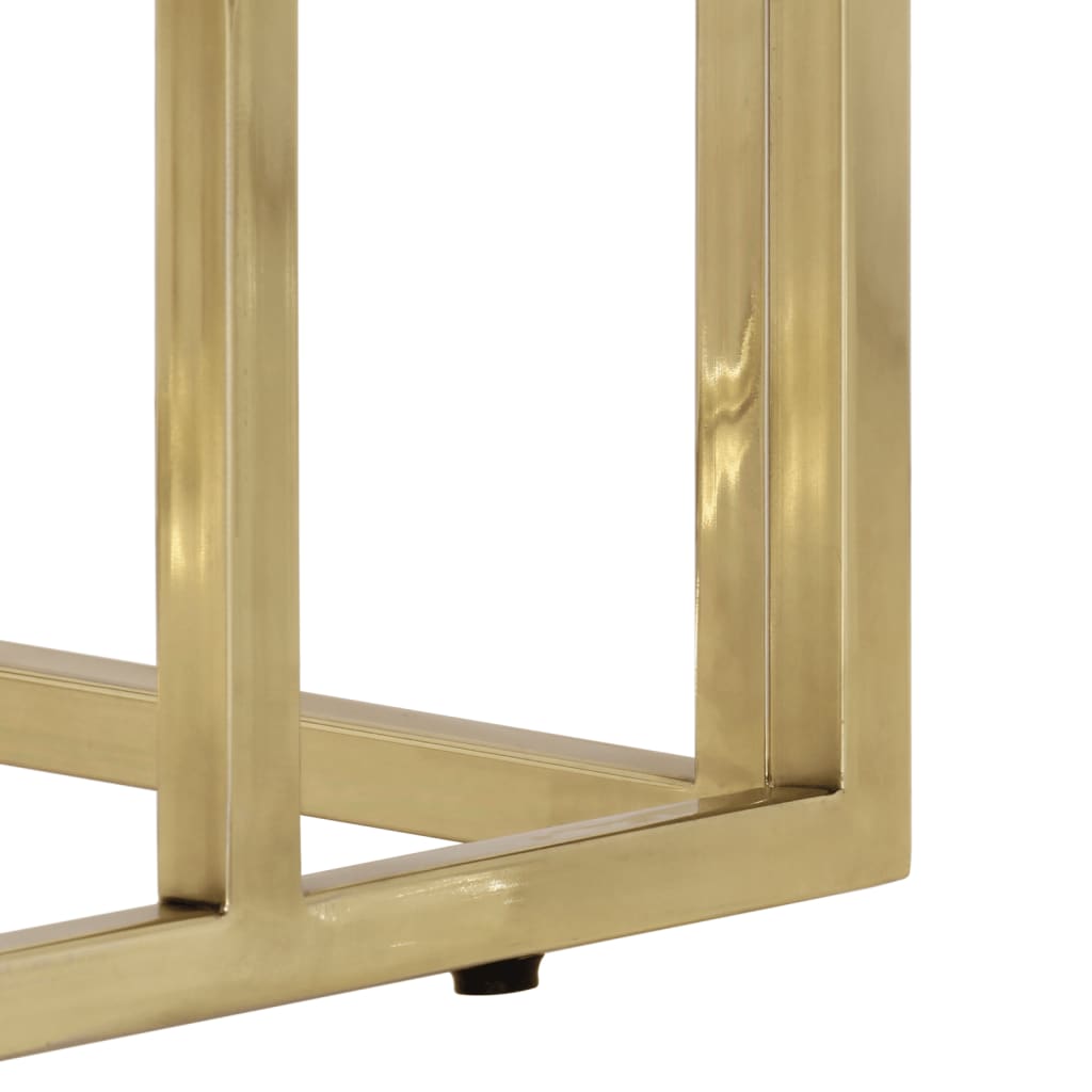 Console table, gold, steel and tempered glass