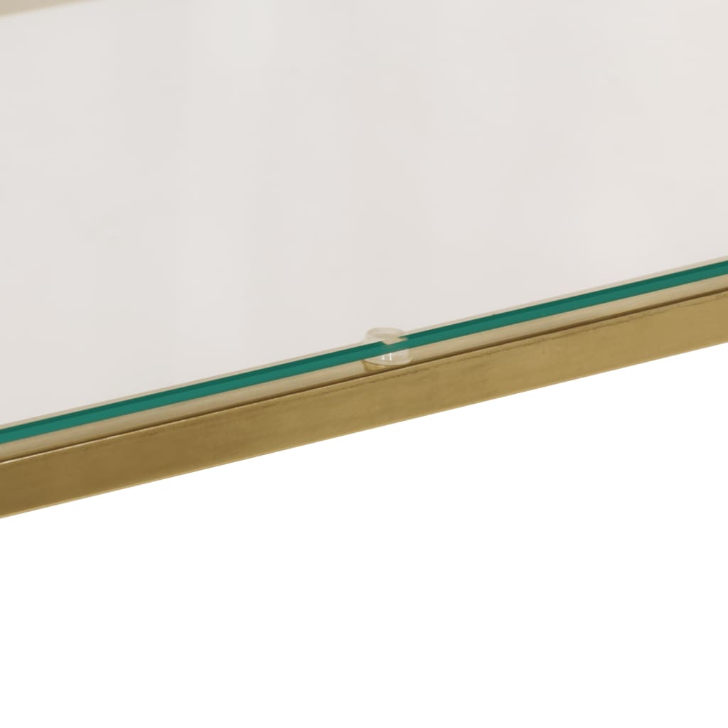 Console table, gold, steel and tempered glass