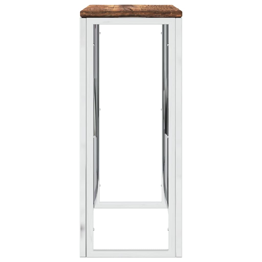 Console table, silver, steel and reclaimed wood
