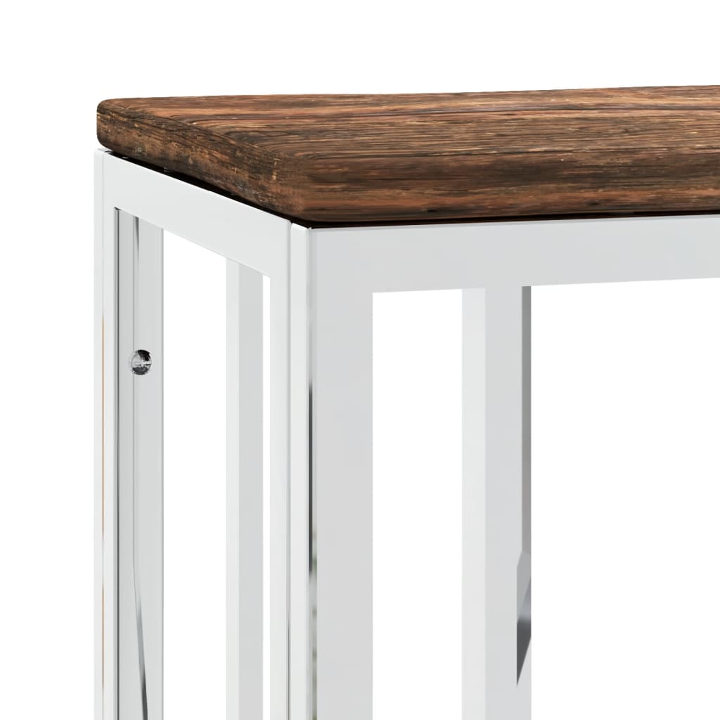 Console table, silver, steel and reclaimed wood
