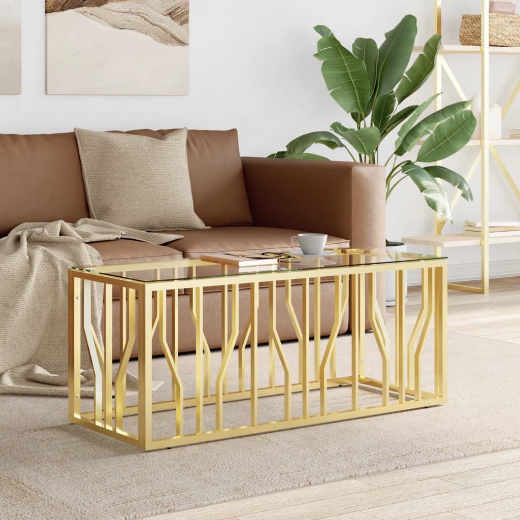 Coffee table, 110x45x45cm, stainless steel and glass