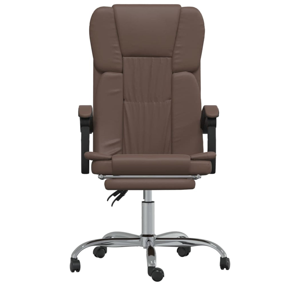 Reclining office chair, brown, artificial leather