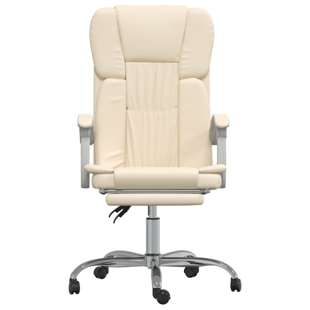 Reclining office chair, cream-colored, artificial leather