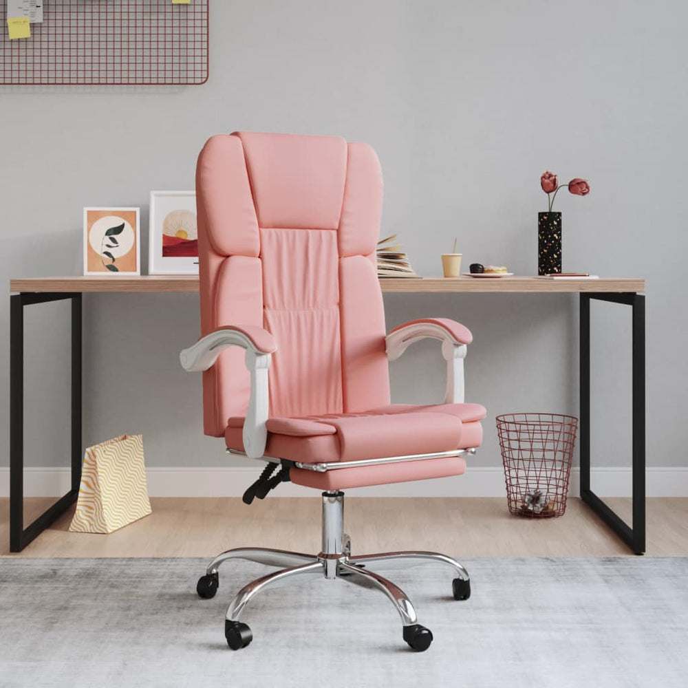Reclining office chair, pink, artificial leather