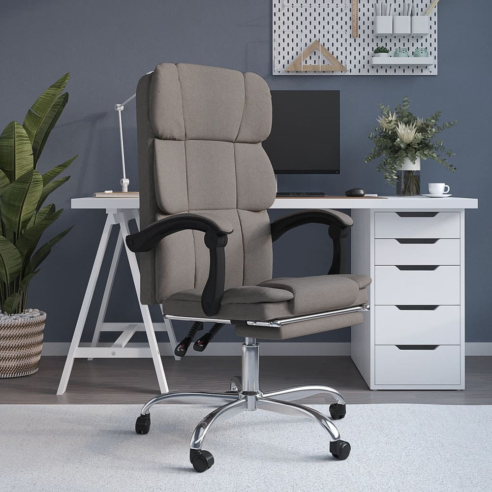 Reclining office chair, taupe, fabric