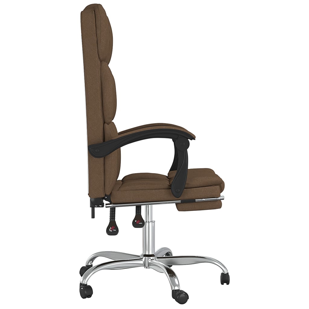 Reclining office chair, brown, fabric