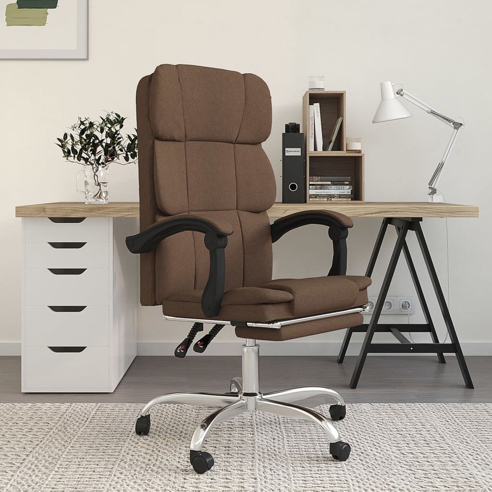 Reclining office chair, brown, fabric