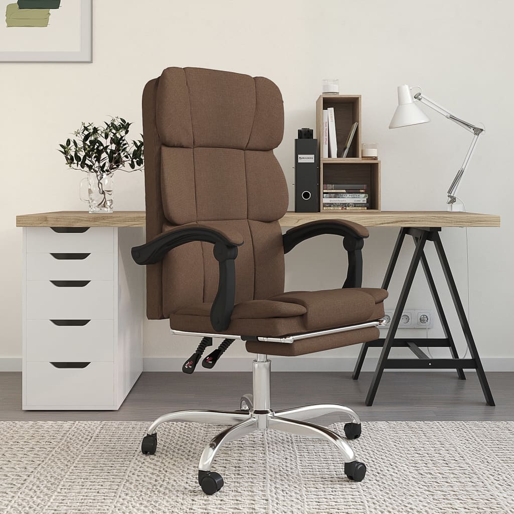 Reclining office chair, brown, fabric