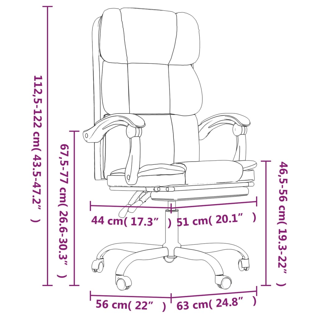 Reclining office chair, light gray, fabric