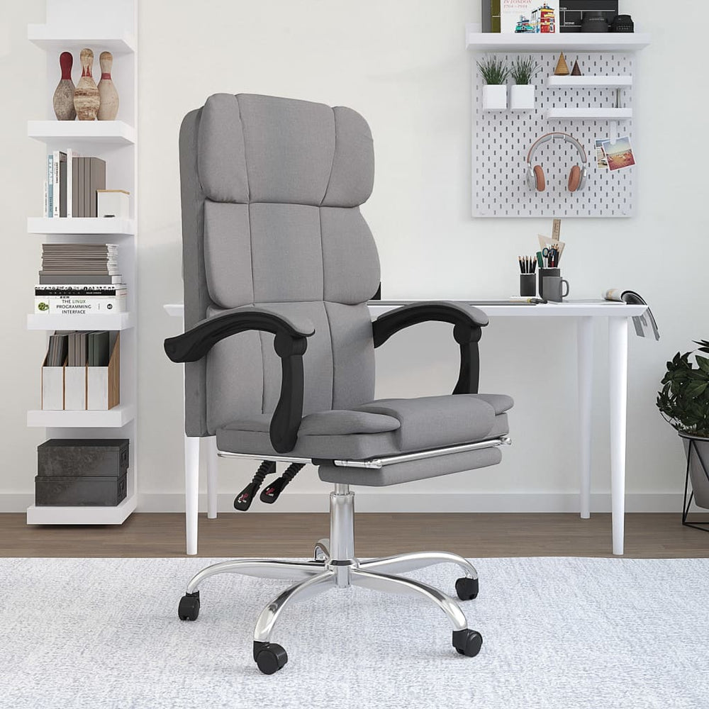 Reclining office chair, light gray, fabric