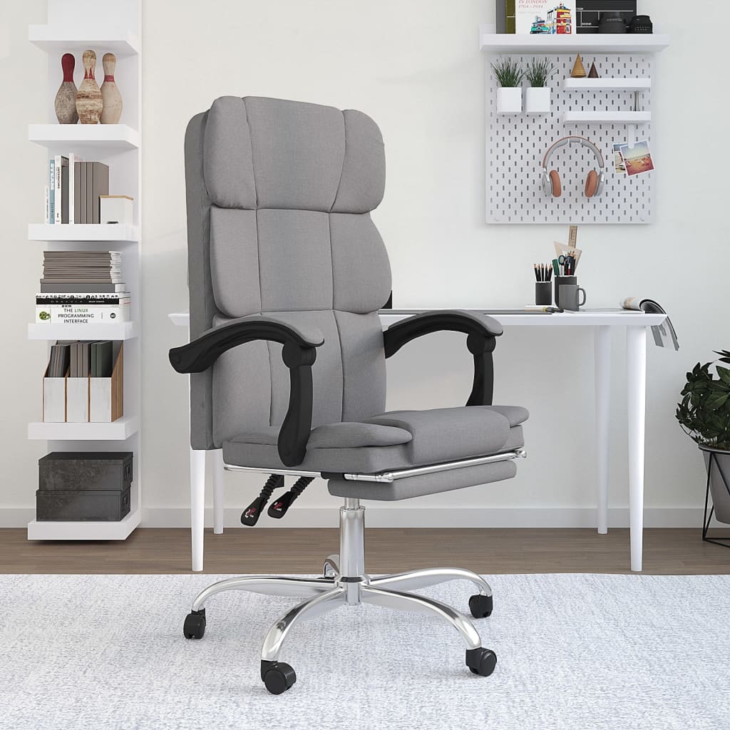 Reclining office chair, light gray, fabric