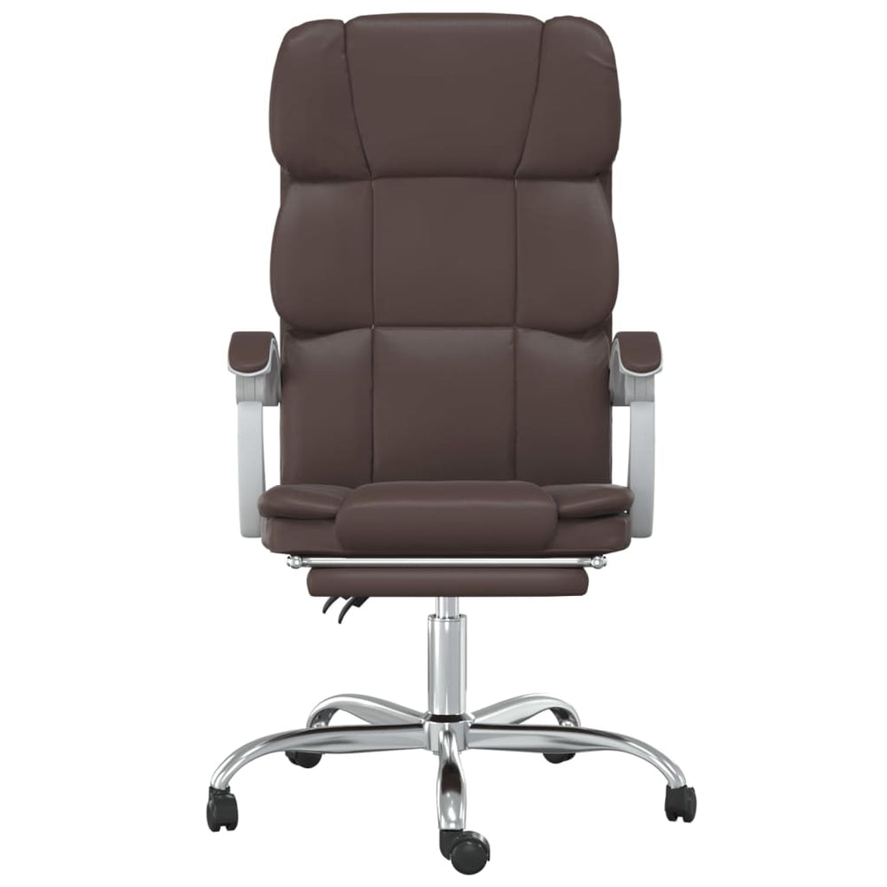 Reclining office chair, brown, artificial leather
