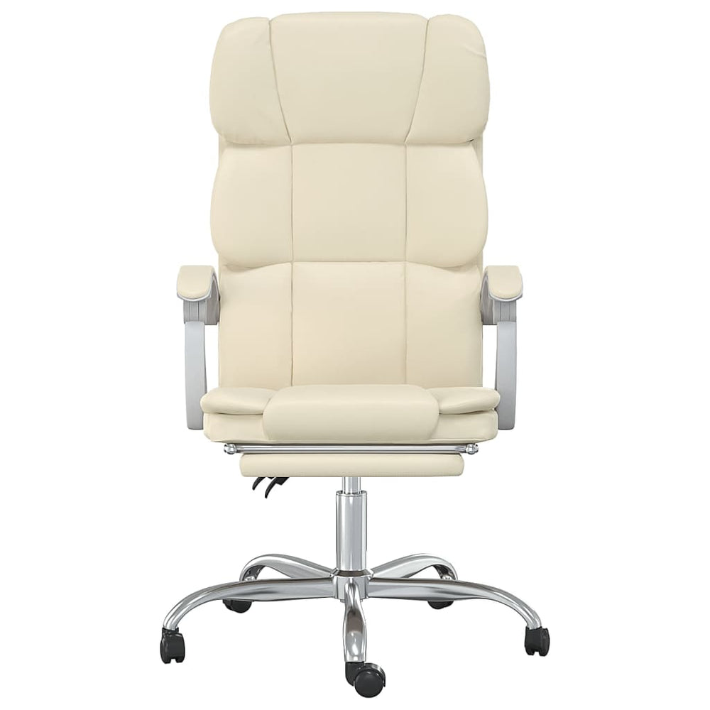 Reclining office chair, cream-colored, artificial leather