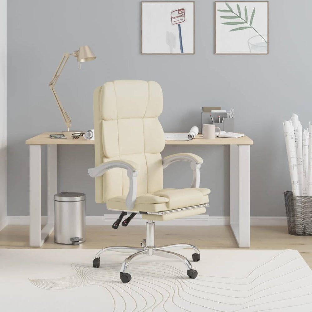 Reclining office chair, cream-colored, artificial leather