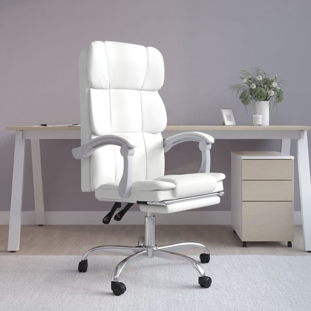 Reclining office chair, white, artificial leather