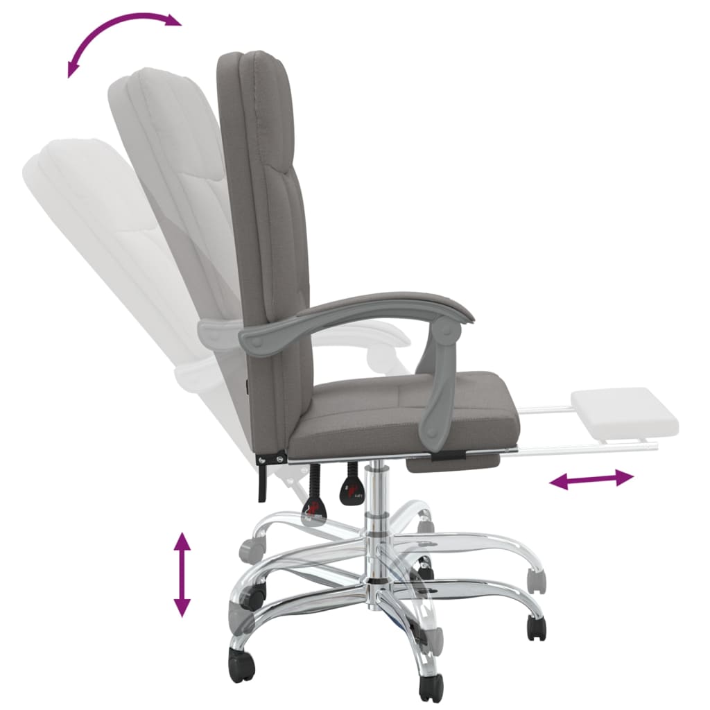 Reclining office chair, taupe, fabric