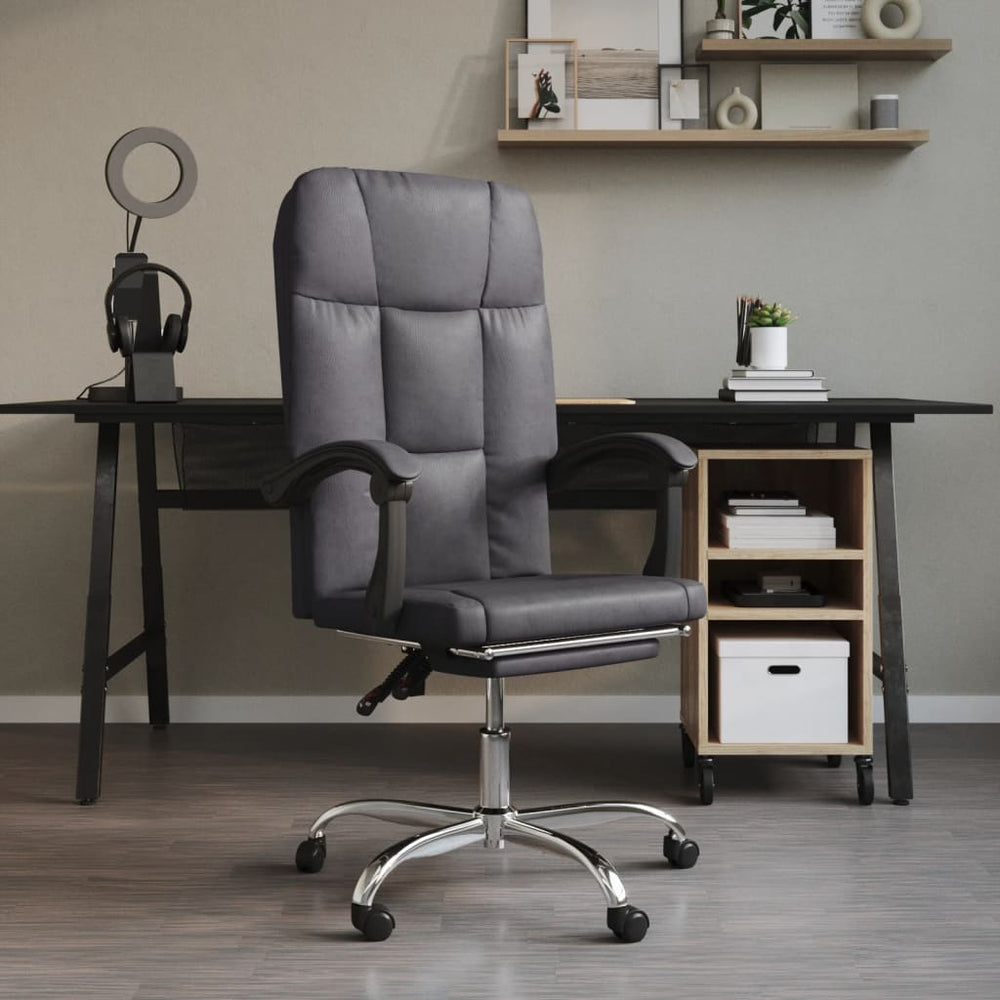 Reclining office chair, gray, faux leather