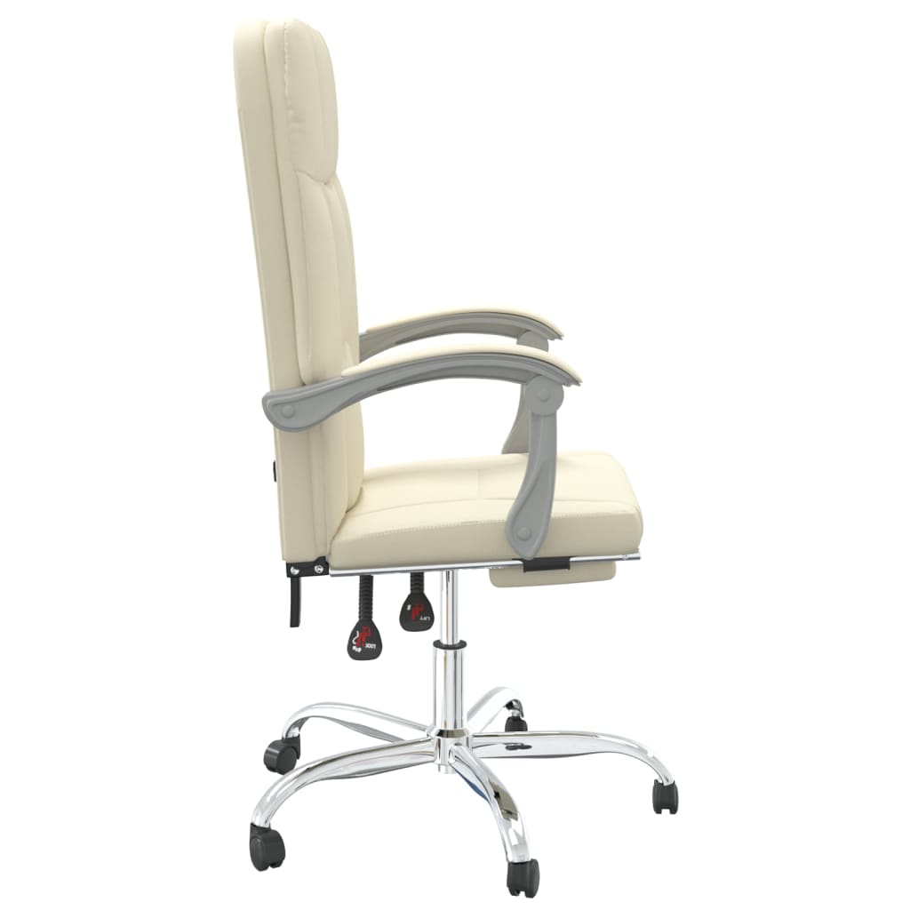 Reclining office chair, cream-colored, artificial leather
