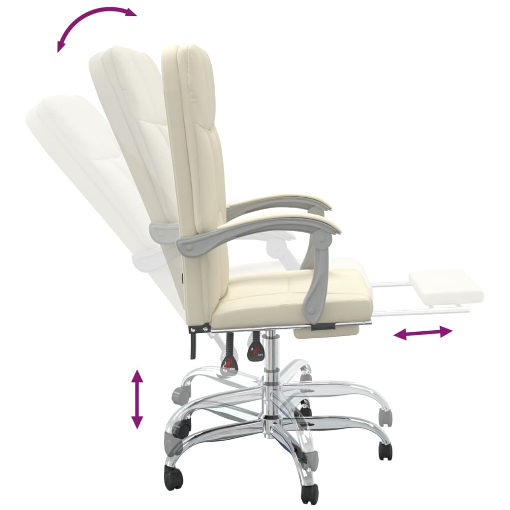 Reclining office chair, cream-colored, artificial leather