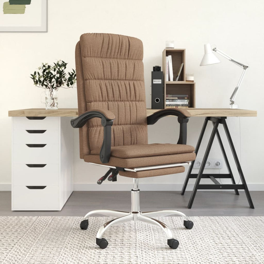 Reclining office chair, brown, fabric