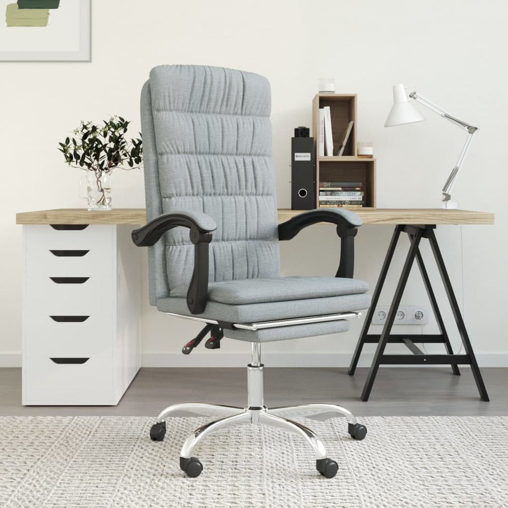 Reclining office chair, light gray, fabric