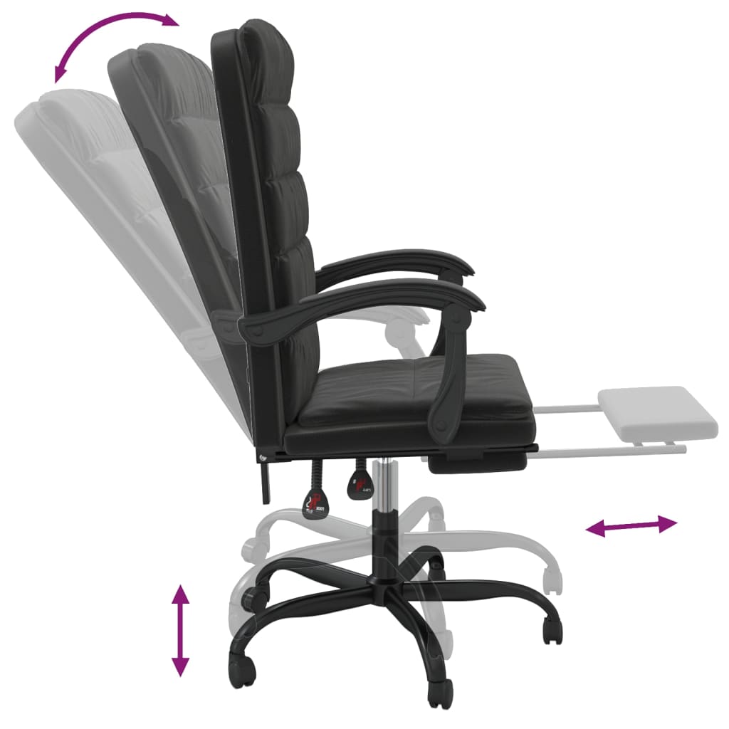 Reclining office chair, black, velvet