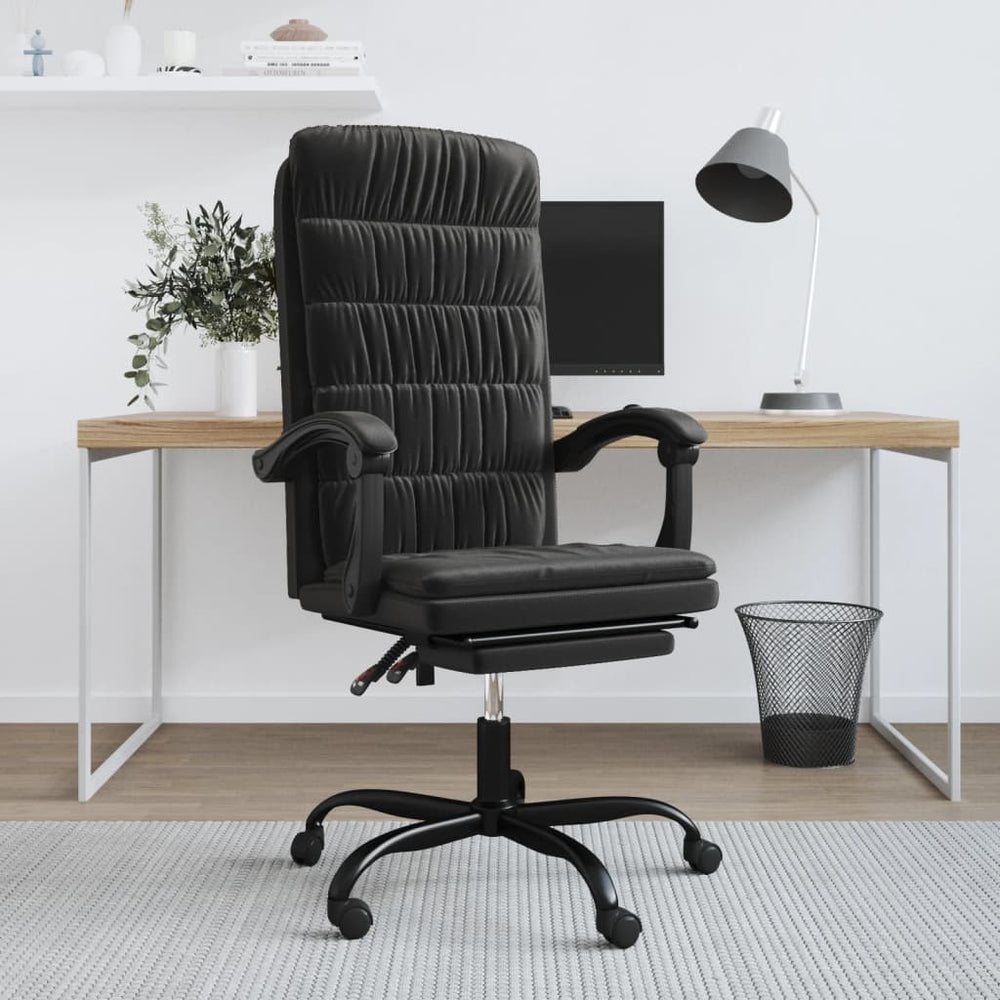 Reclining office chair, black, velvet
