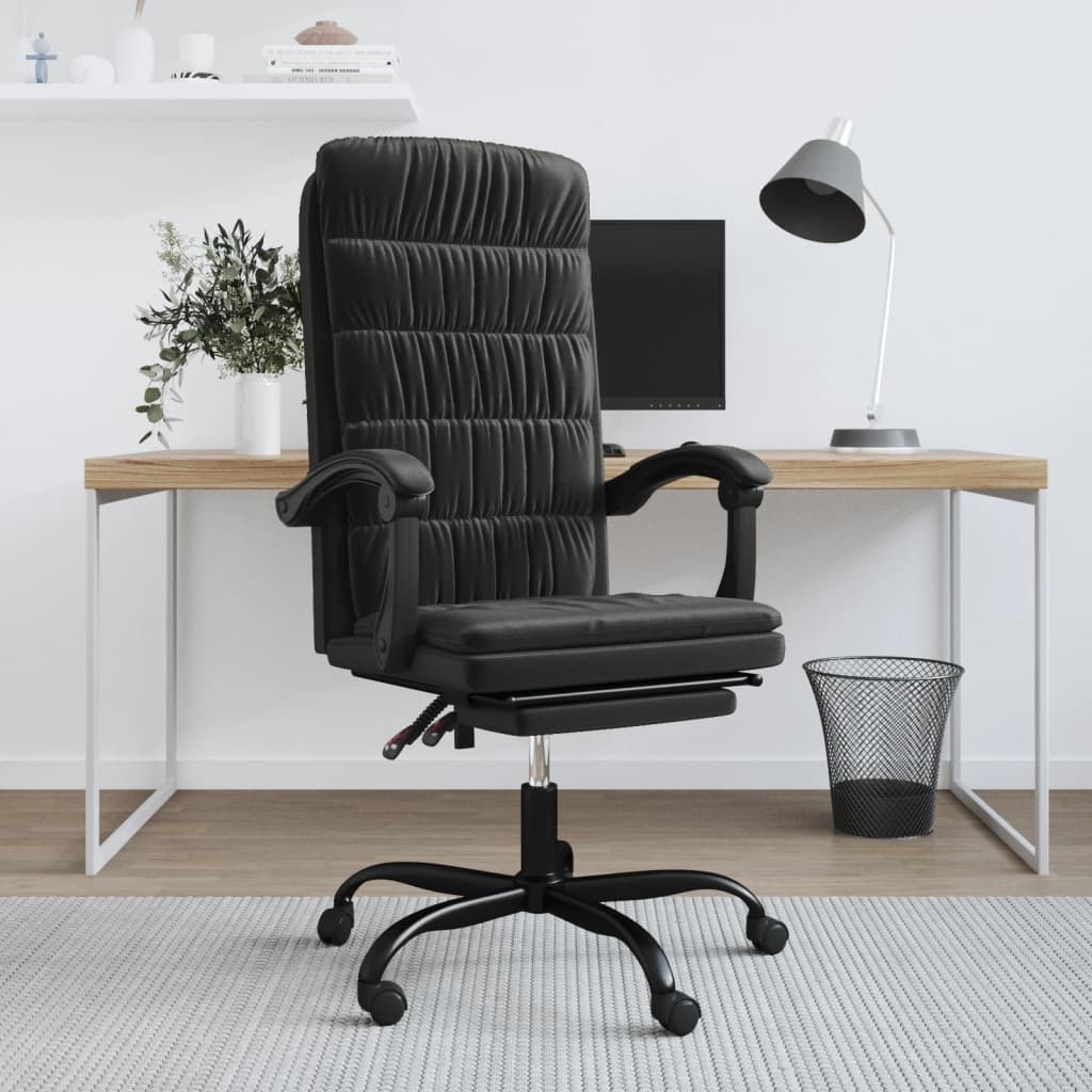 Reclining office chair, black, velvet