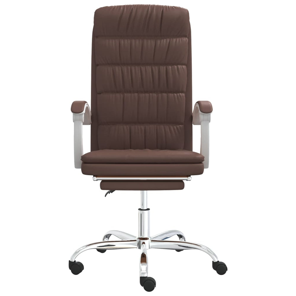 Reclining office chair, brown, artificial leather