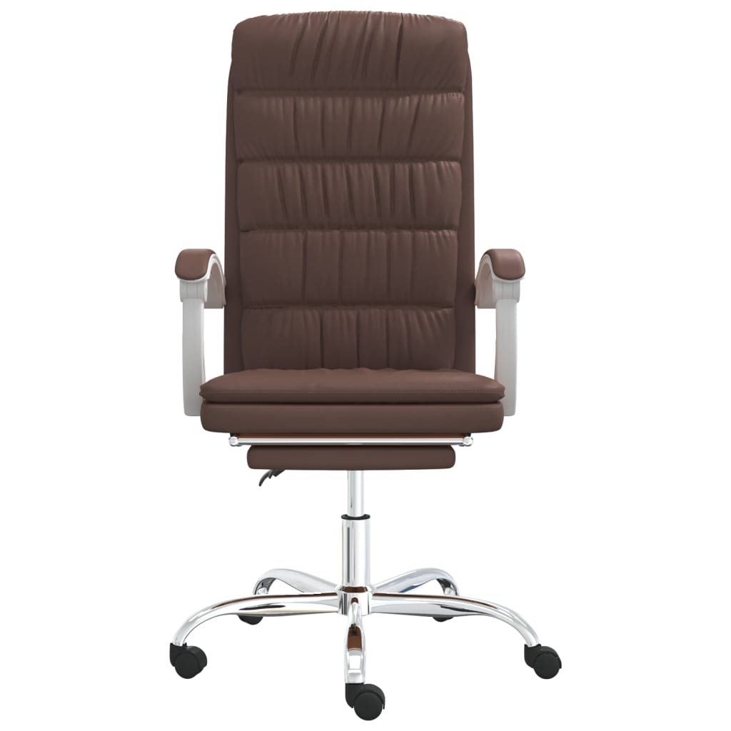 Reclining office chair, brown, artificial leather