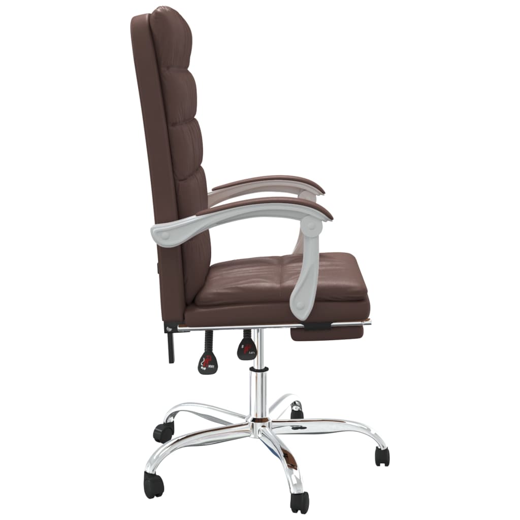 Reclining office chair, brown, artificial leather