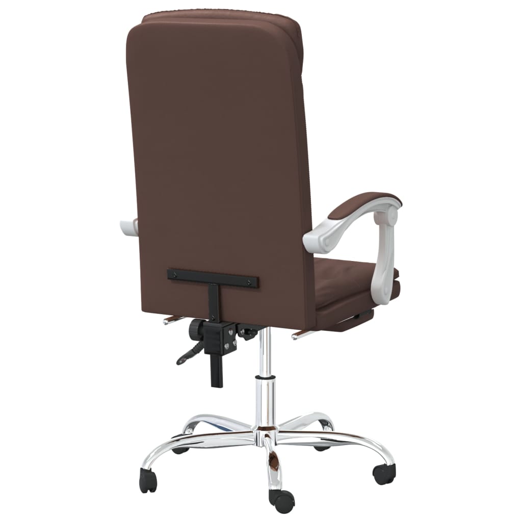 Reclining office chair, brown, artificial leather