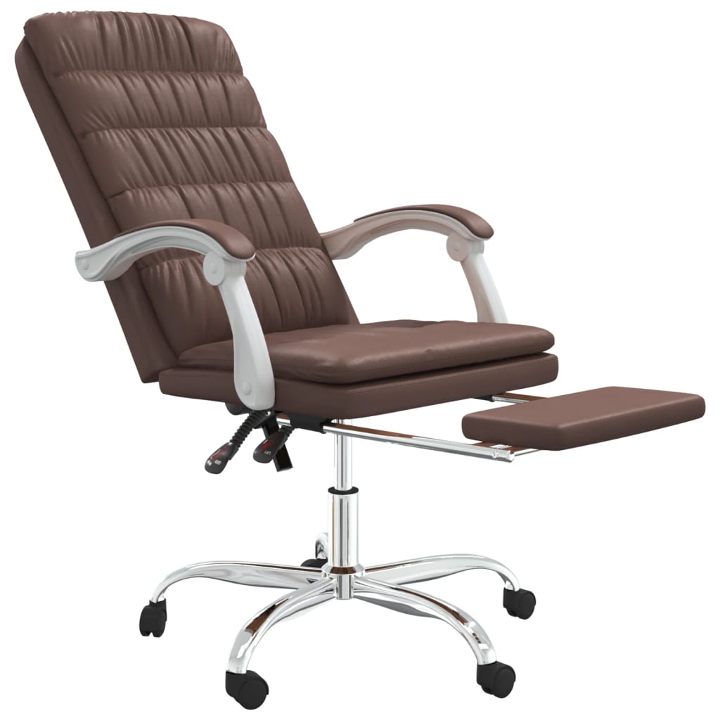 Reclining office chair, brown, artificial leather
