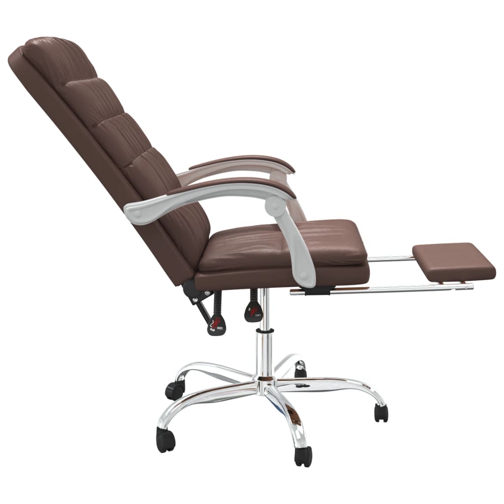 Reclining office chair, brown, artificial leather