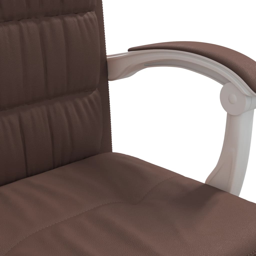 Reclining office chair, brown, artificial leather