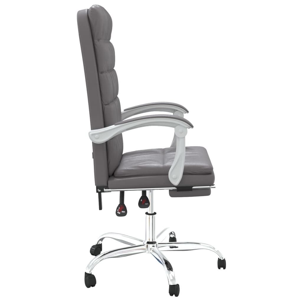 Reclining office chair, gray, faux leather