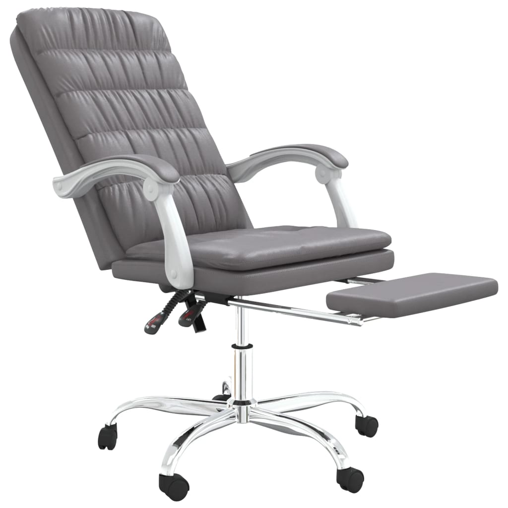 Reclining office chair, gray, faux leather