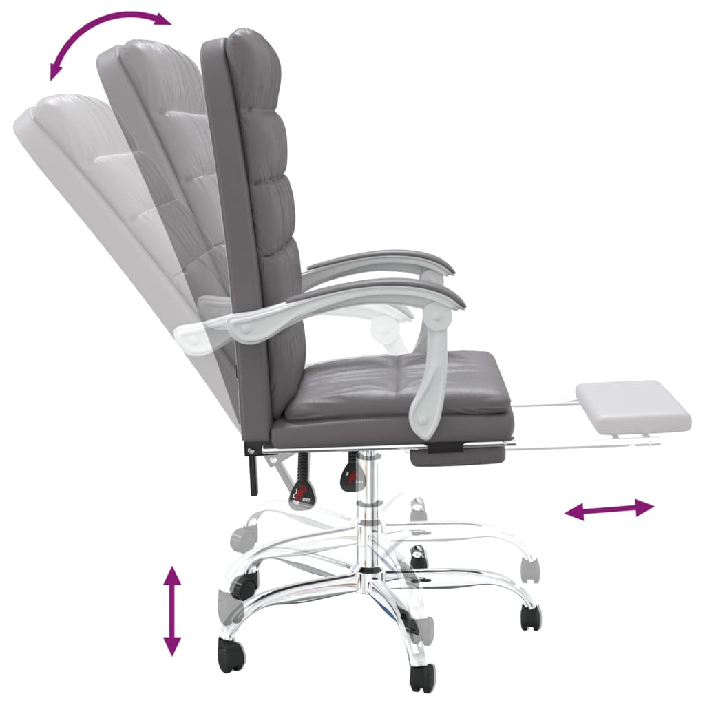 Reclining office chair, gray, faux leather