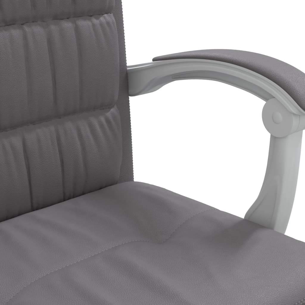 Reclining office chair, gray, faux leather