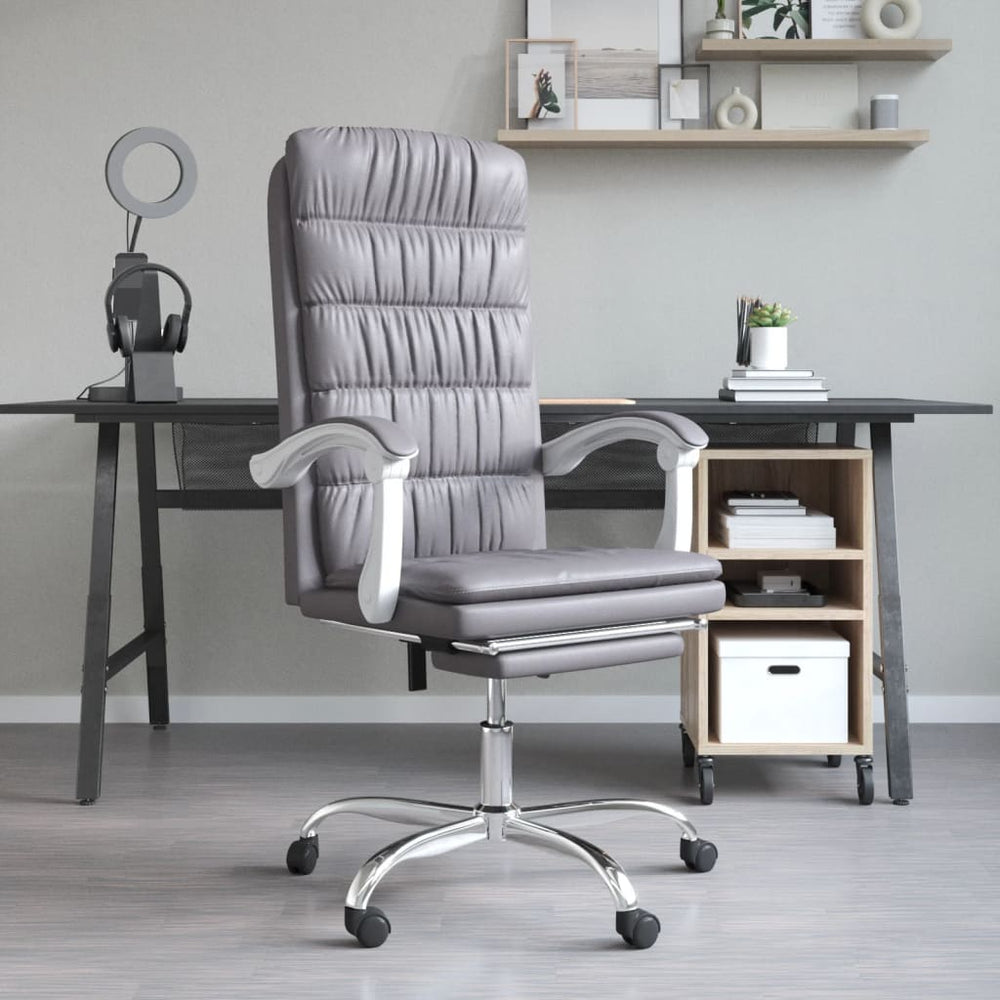 Reclining office chair, gray, faux leather