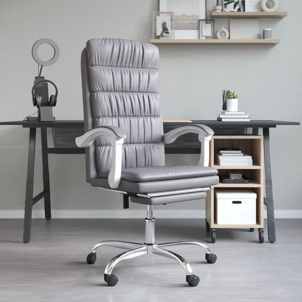 Reclining office chair, gray, faux leather