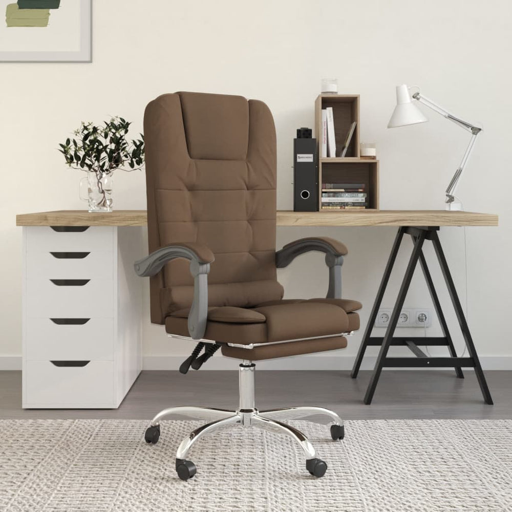 Reclining Massage Office Chair, Brown, Fabric