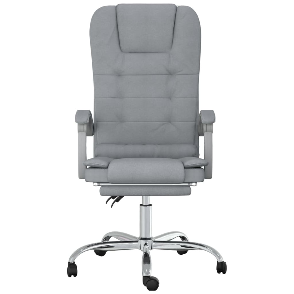 Reclining massage office chair, light grey, fabric