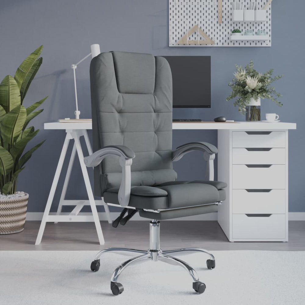 Reclining massage office chair, dark grey, fabric