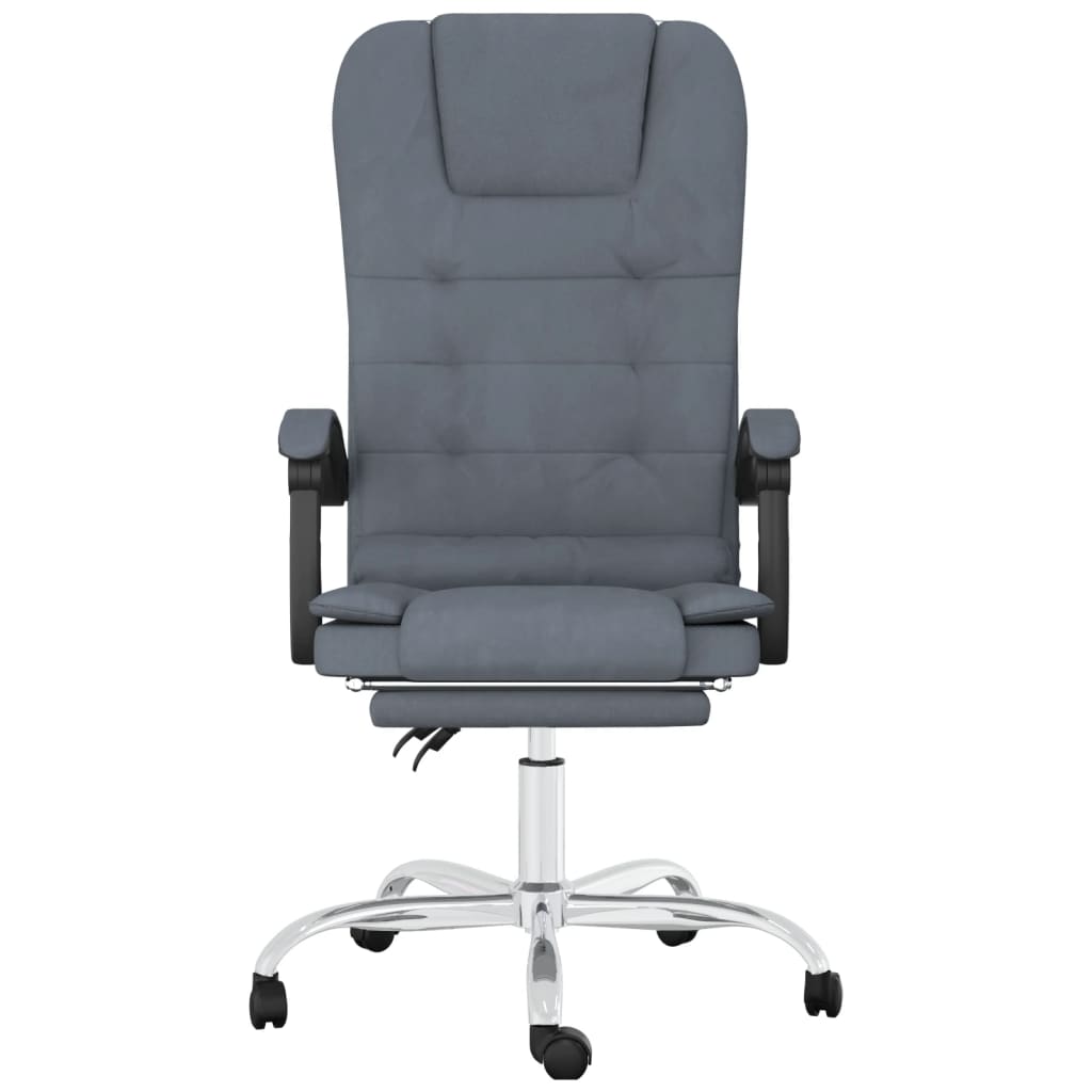 Reclining massage office chair, dark grey, velvet
