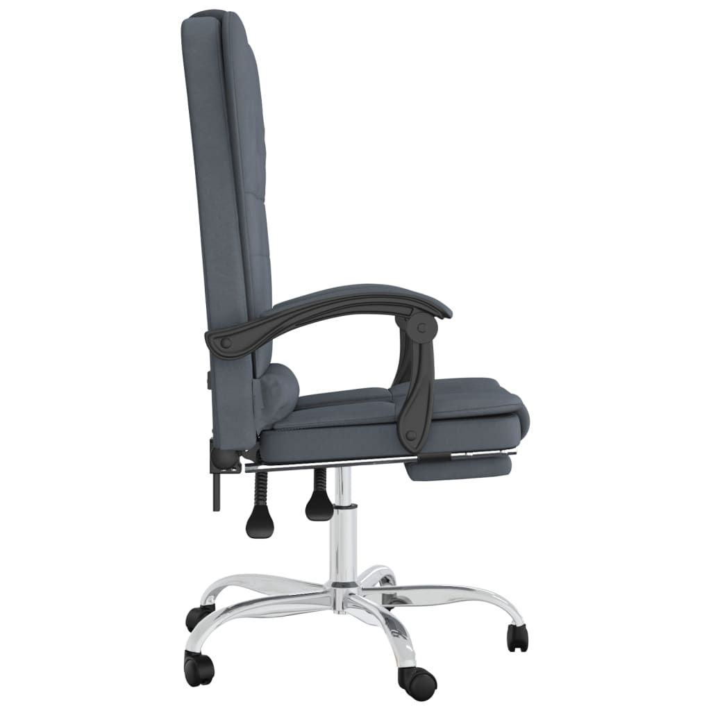 Reclining massage office chair, dark grey, velvet