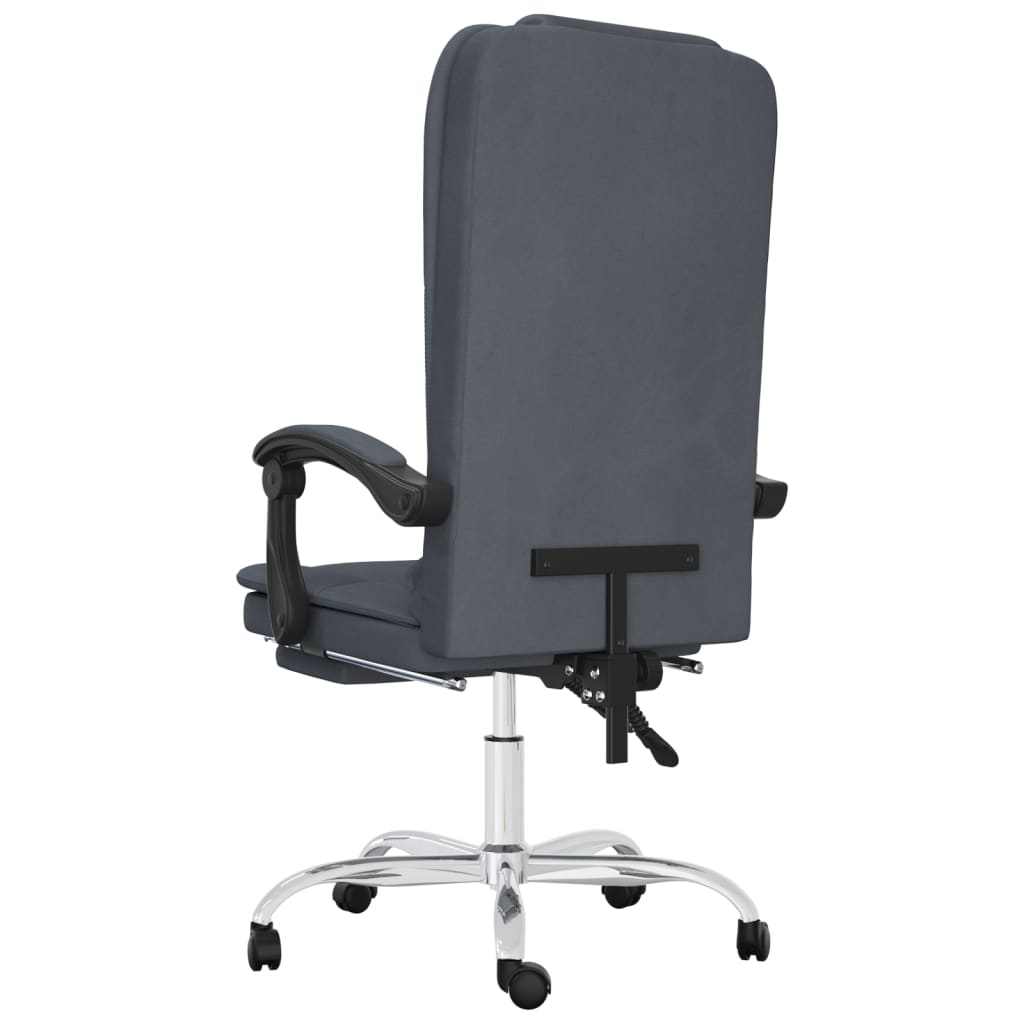Reclining massage office chair, dark grey, velvet